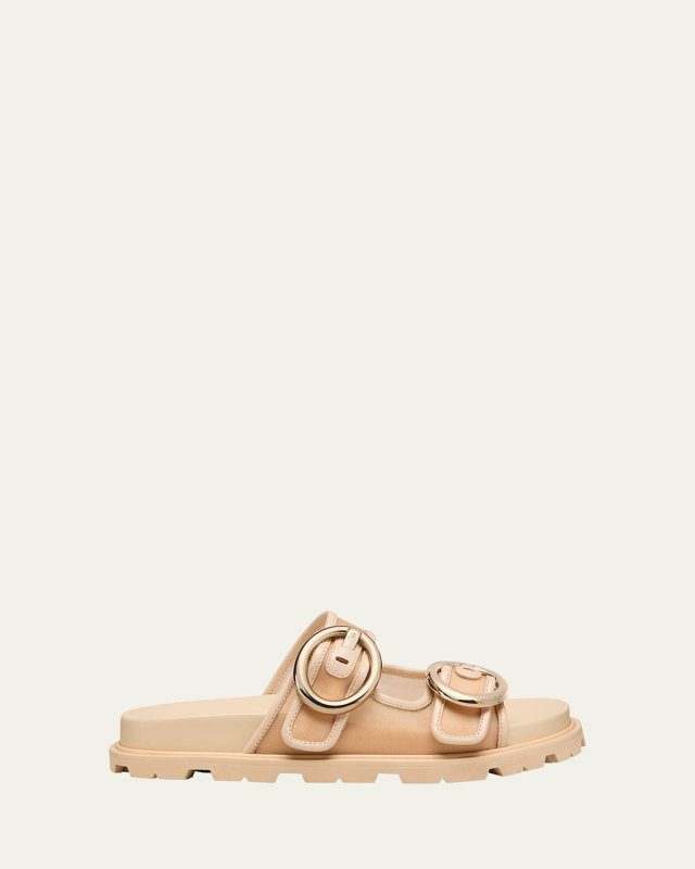 Benni Mesh Leather Dual-Strap Sport Slide Sandals
